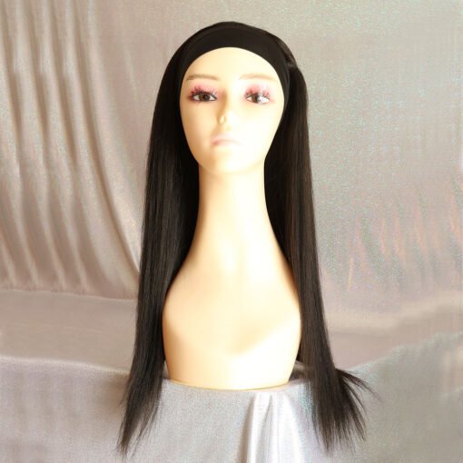 18 inch yaki straight machine made headband wigs